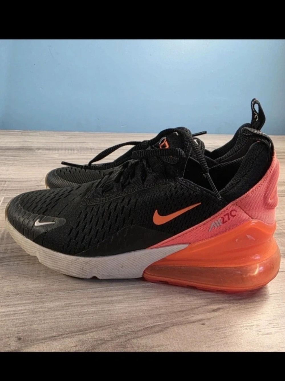 Nike Kids Black and Orange Air Max 270 Sneakers